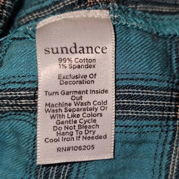 Sundance Womens‎ Turquoise Plaid Heather Highland Blouse PS Petite Small - Picture 5 of 5